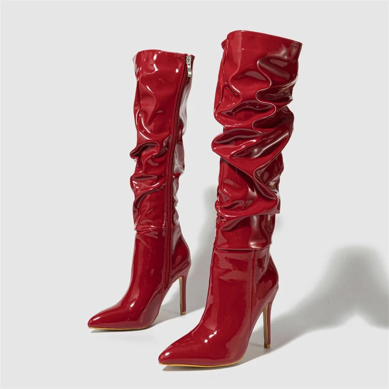 Frauen Über-den-Knie Stiefel Leder Stil EB