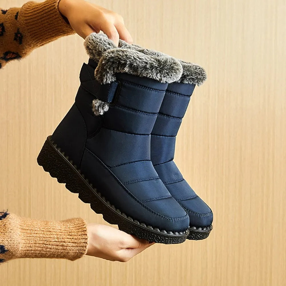 Damen warme Baumwolle Fell Stiefeletten EB