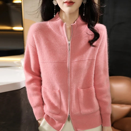 EB | Strickjacke Aus Wolle Mit Reißverschluss Und Stehkragen