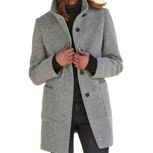 EB | Lange Damenjacke mit Knopfverschluss Frühlingsjacke Damen
