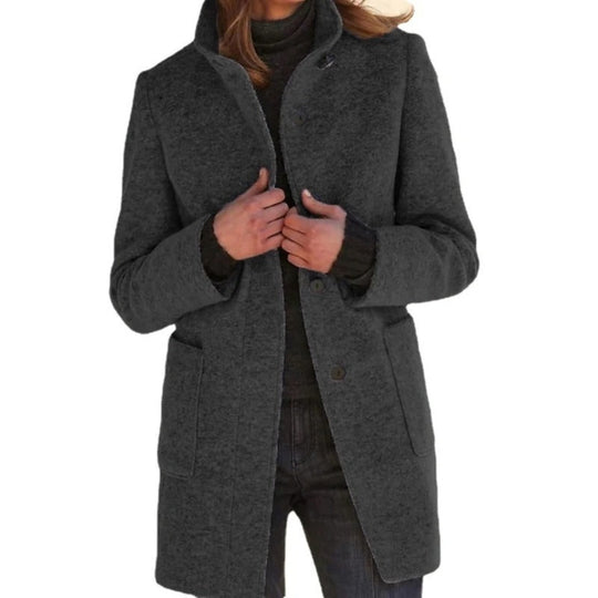EB | Lange Damenjacke mit Knopfverschluss Frühlingsjacke Damen