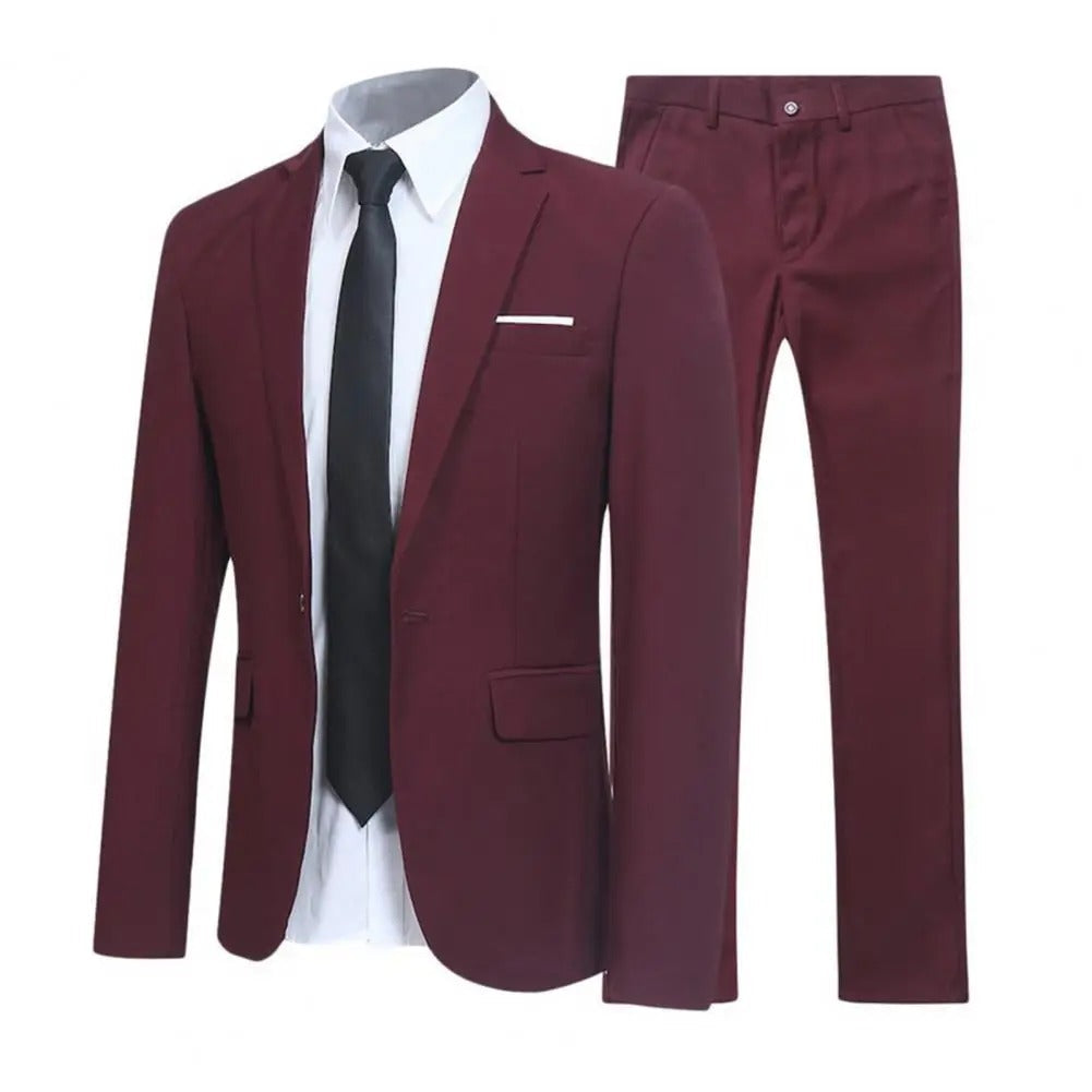 EB | Locker Geschnittenes Anzug Satz mit Revers Blazer und Hose für Männer