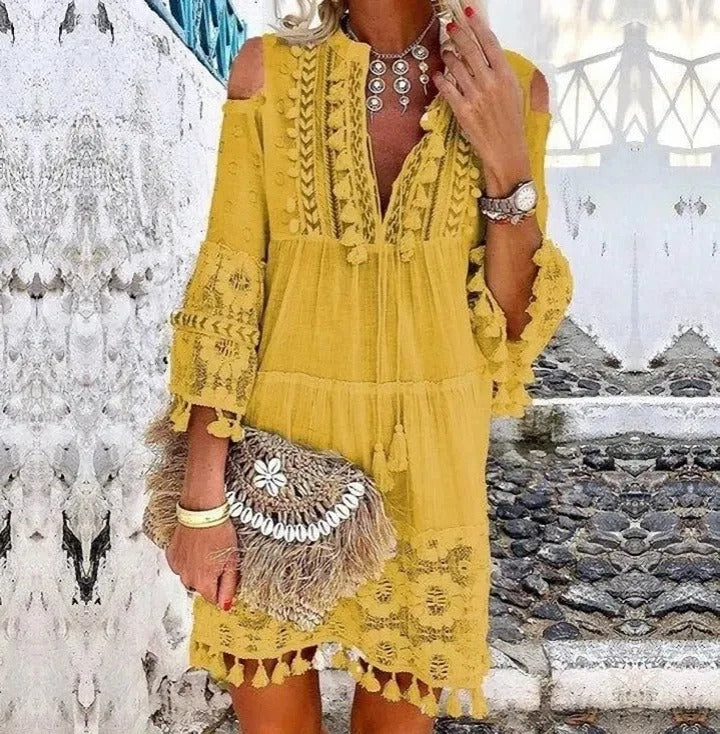 EB | Mini Kleid Aus Spitze Boho