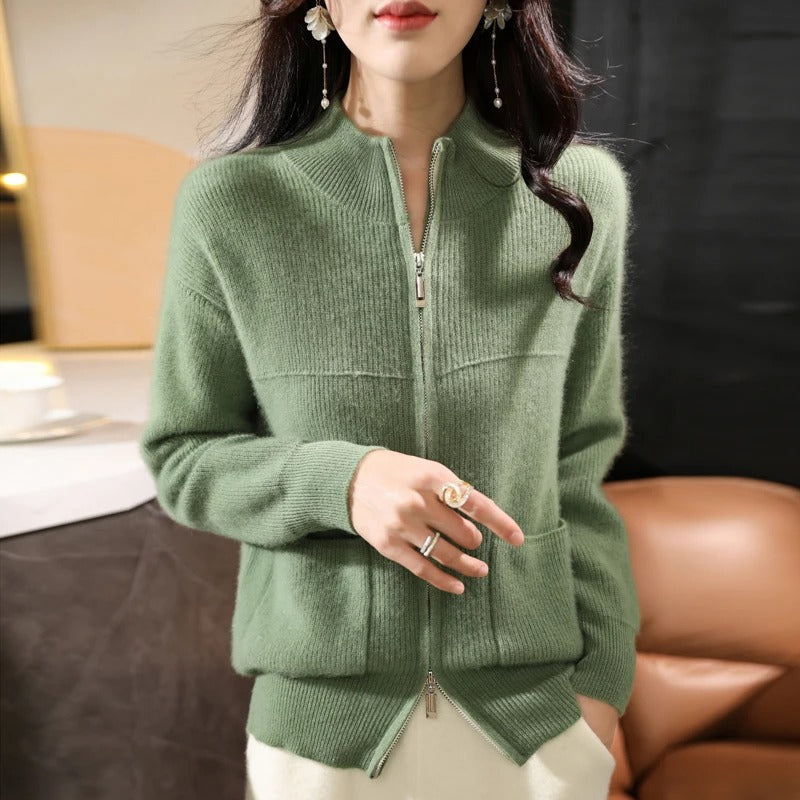 EB | Strickjacke Aus Wolle Mit Reißverschluss Und Stehkragen