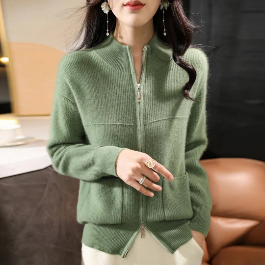 EB | Strickjacke Aus Wolle Mit Reißverschluss Und Stehkragen