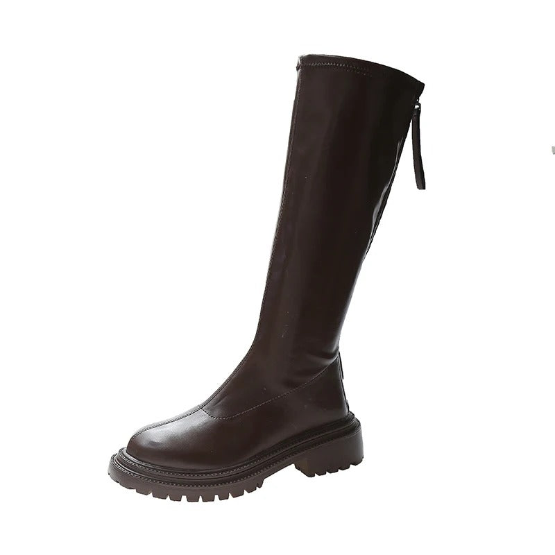 Lange Lederstil Damenstiefel EB