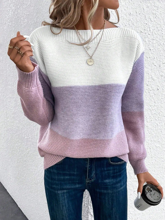 EB | Eleganter Dreifarbiger Patchwork Pullover