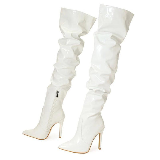 Frauen Über-den-Knie Stiefel Leder Stil EB