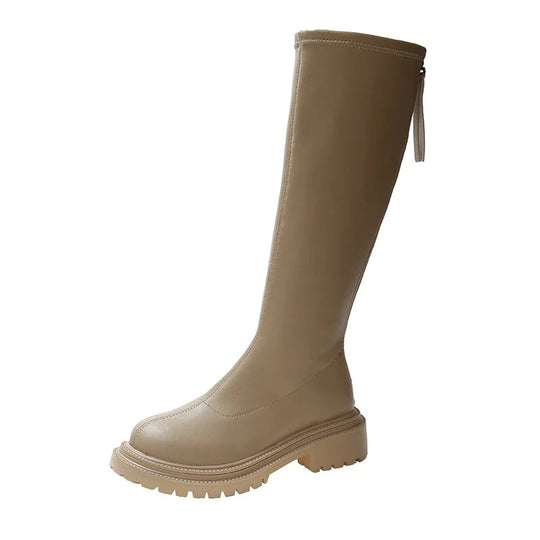 Lange Lederstil Damenstiefel EB