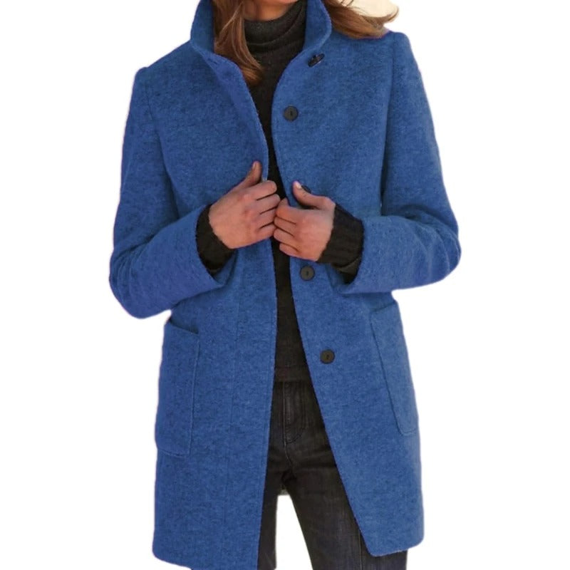 EB | Lange Damenjacke mit Knopfverschluss Frühlingsjacke Damen