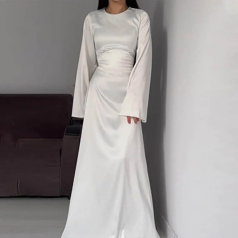 EB | Schickes Damen Maxikleid mit Langen Ärmeln und Tailliertem Schnitt
