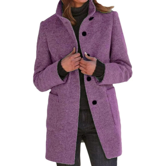 EB | Lange Damenjacke mit Knopfverschluss Frühlingsjacke Damen