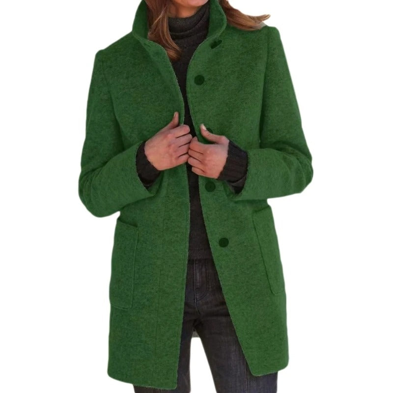 EB | Lange Damenjacke mit Knopfverschluss Frühlingsjacke Damen