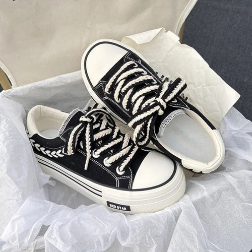 Canvas Damenschuhe mit Plateausohle EB