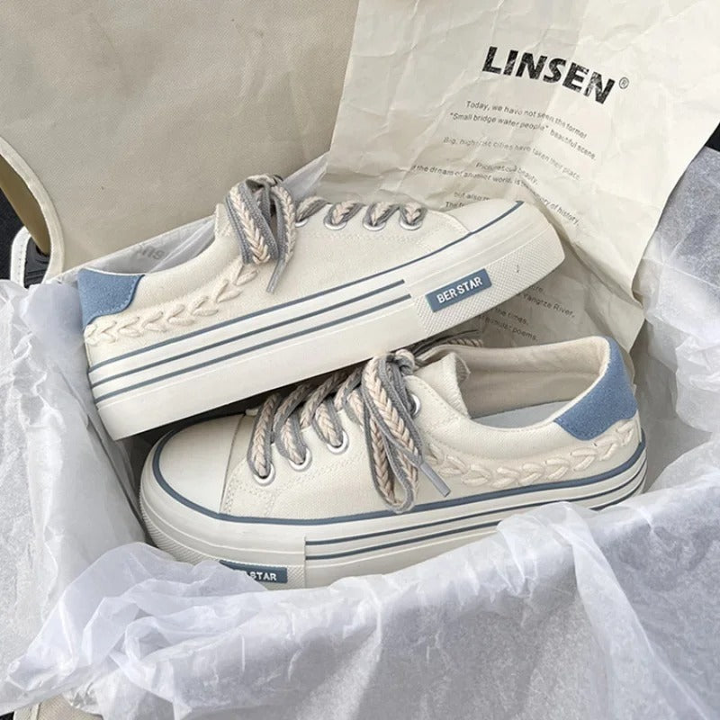 Canvas Damenschuhe mit Plateausohle EB