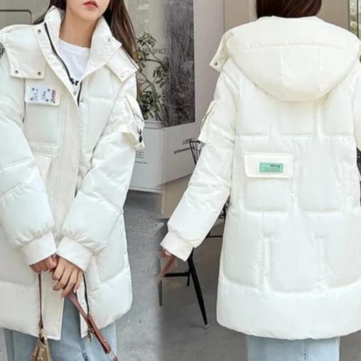 EB | Winterparka - isolierte lange blaue Jacke mit praktischen Taschen