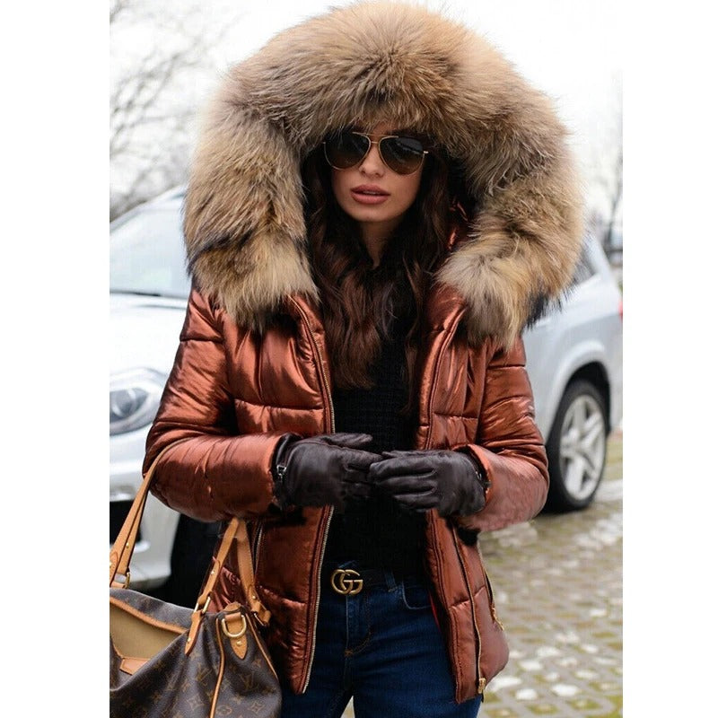 EB | Damen Winterjacke mit Kapuze und Kunstfellfutter