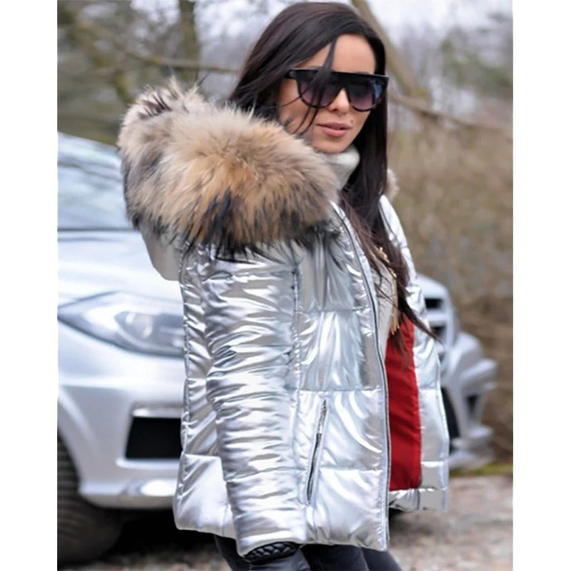 EB | Damen Winterjacke mit Kapuze und Kunstfellfutter