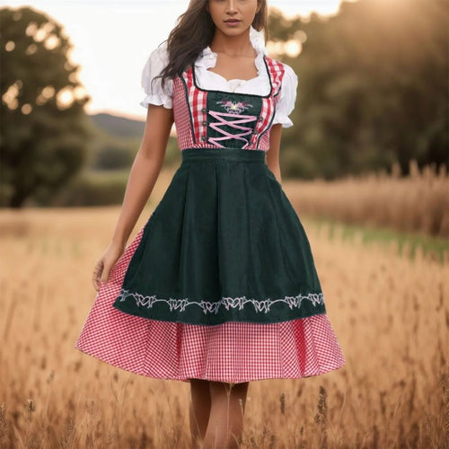EB | Oktoberfest Dirndl mit kariertem Muster und kurzen Ärmeln
