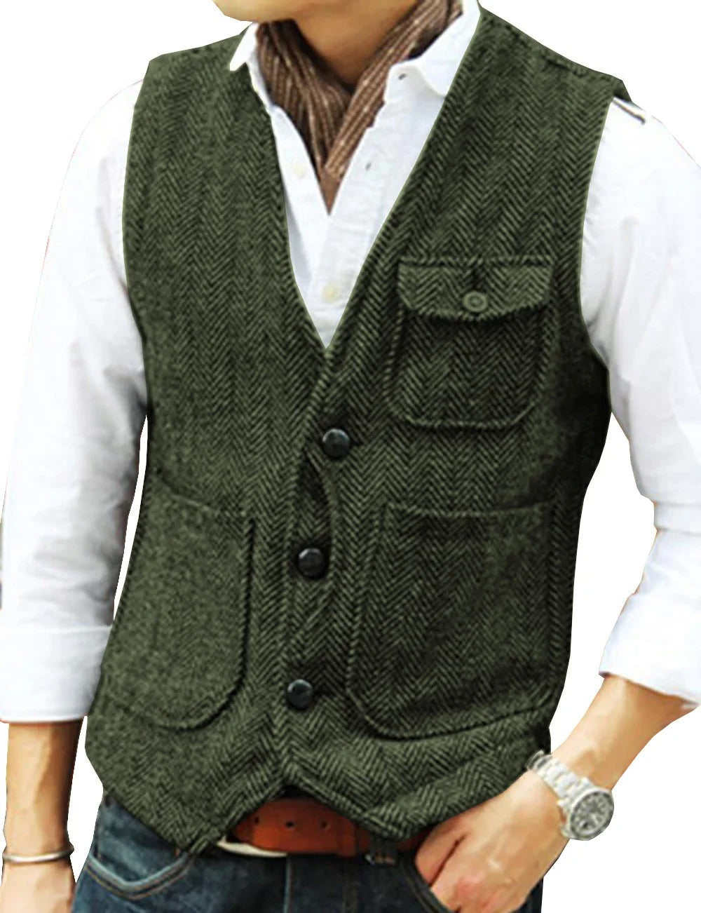 EB | Vintage-Weste Ohne Ärmel aus Tweed für Herren