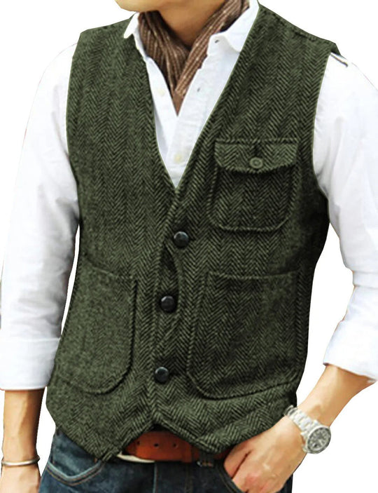 EB | Vintage-Weste Ohne Ärmel aus Tweed für Herren