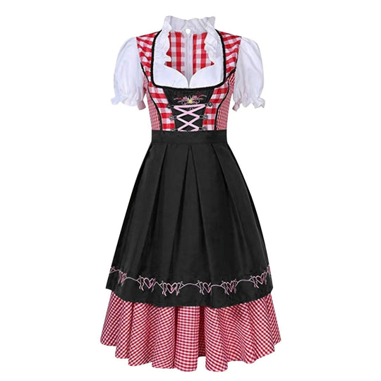 EB | Oktoberfest Dirndl mit kariertem Muster und kurzen Ärmeln