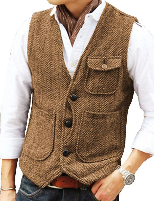 EB | Vintage-Weste Ohne Ärmel aus Tweed für Herren