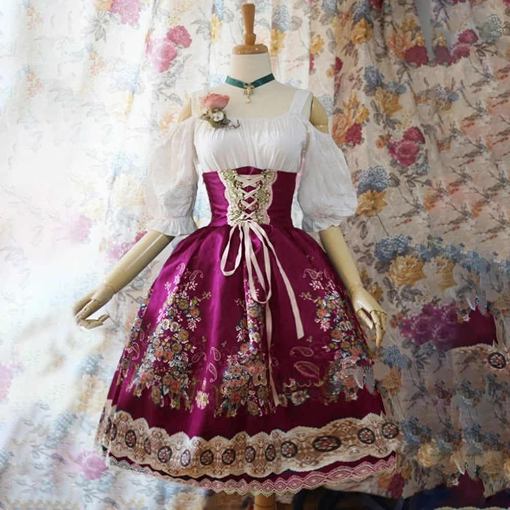 EB | Blumen Dirndl mit Schürze und Blumendekoration für Oktoberfest