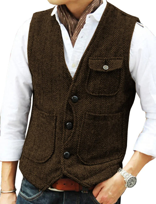 EB | Vintage-Weste Ohne Ärmel aus Tweed für Herren