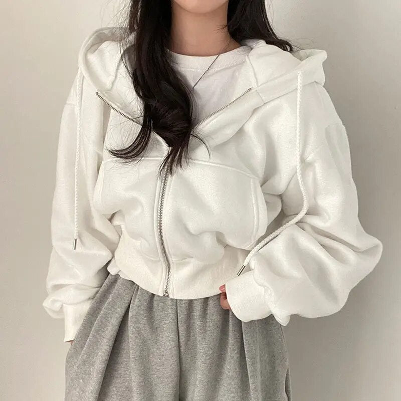 EB | Damen Kurzkleid Weste mit Kapuze und Oversized Fit