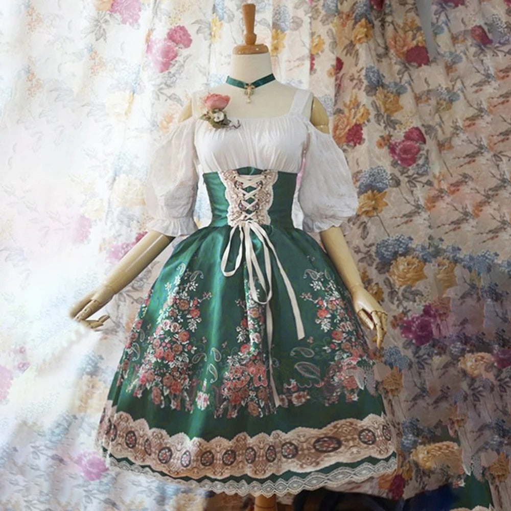 EB | Blumen Dirndl mit Schürze und Blumendekoration für Oktoberfest