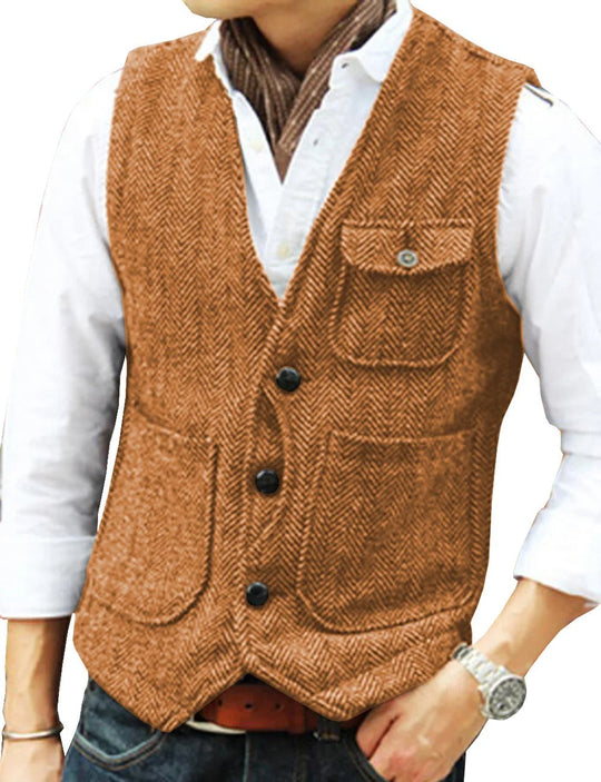 EB | Vintage-Weste Ohne Ärmel aus Tweed für Herren