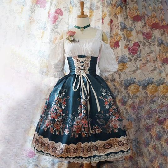 EB | Blumen Dirndl mit Schürze und Blumendekoration für Oktoberfest