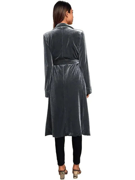 EB | Samt Lange Blazer Damen Mantel