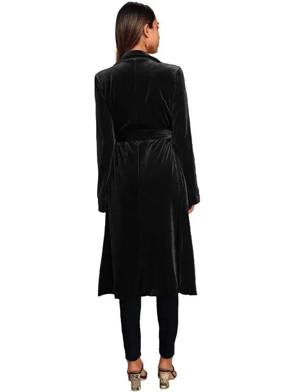 EB | Samt Lange Blazer Damen Mantel