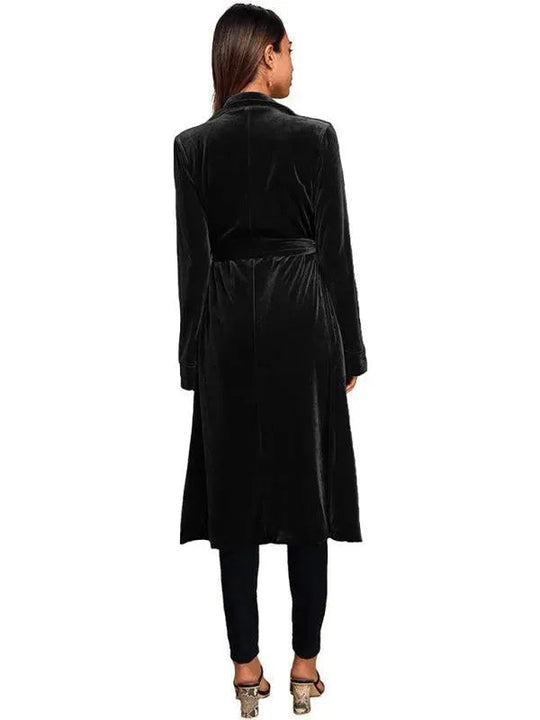 EB | Samt Lange Blazer Damen Mantel