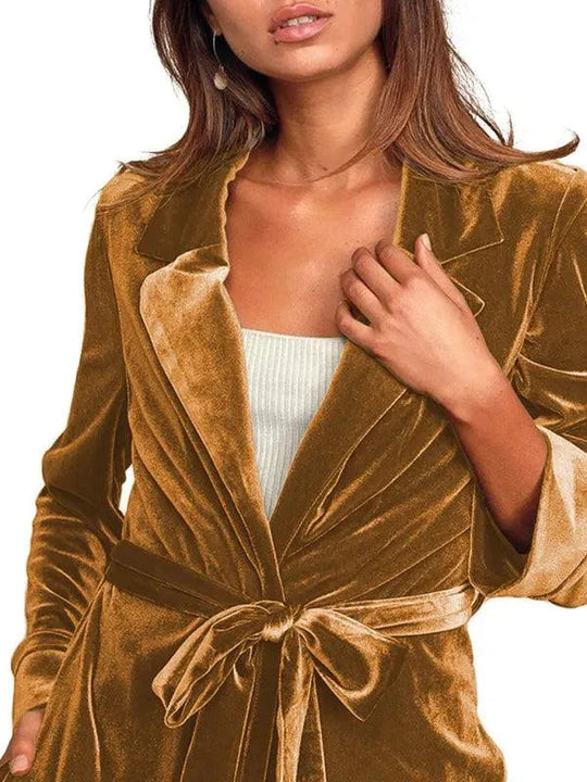 EB | Samt Lange Blazer Damen Mantel