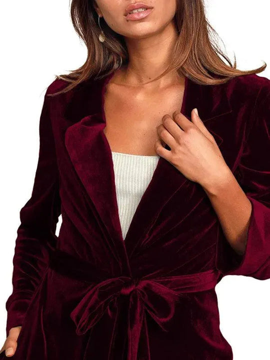 EB | Samt Lange Blazer Damen Mantel