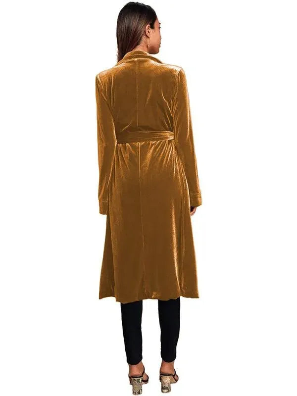 EB | Samt Lange Blazer Damen Mantel