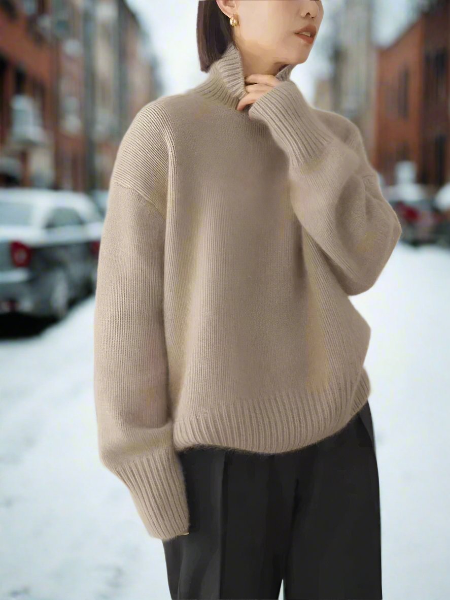 EB | Rollkragenpullover Weiches Strickmaterial Oversized Passform Lange Ärmel