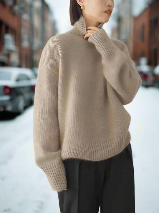 EB | Rollkragenpullover Weiches Strickmaterial Oversized Passform Lange Ärmel