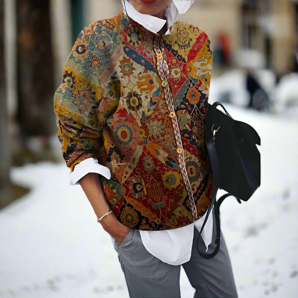 EB | Baumwoll-Patchwork-Hemdjacke Hüftlanges Hemdjacke