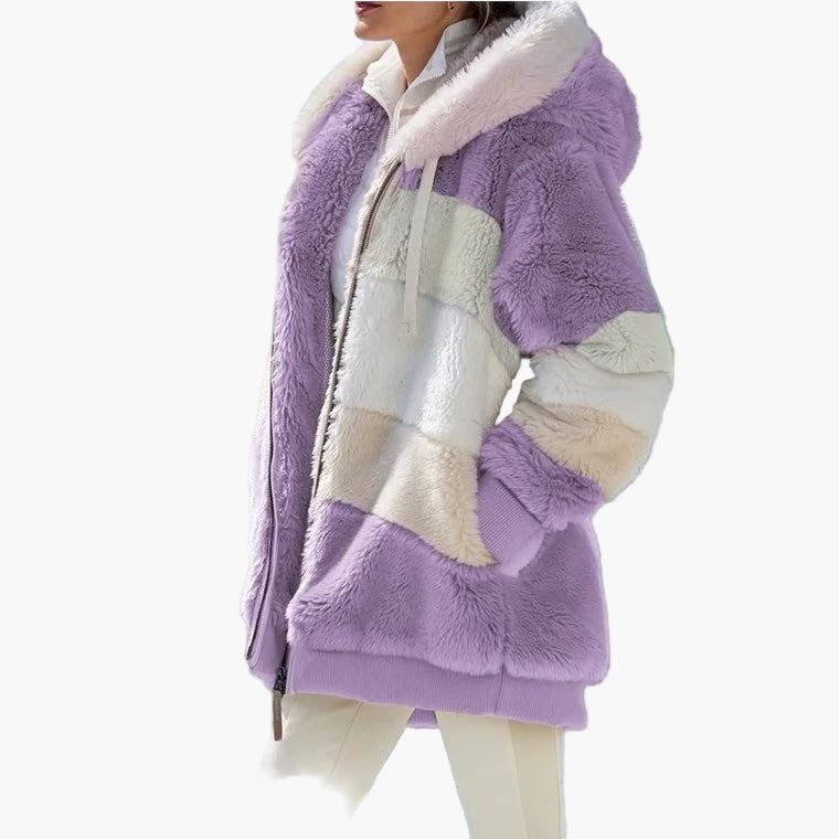 EB | Winter Kapuzenjacke Im Streifen-Design - Modische Freizeitjacke für Kalte Tage