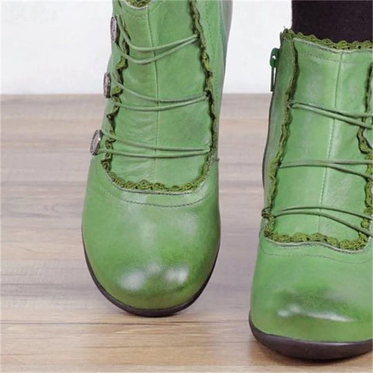 EB | Damen Viktorianische Schnür-Stiefeletten mit Spitzenbesatz