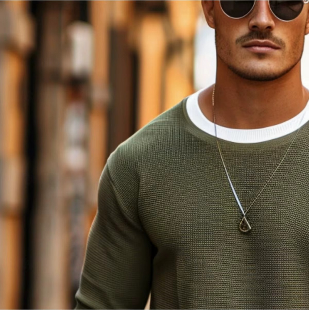 EB | Strukturierter Strickpullover Lange Ärmel Lässiger und Stilvolles Aussehen