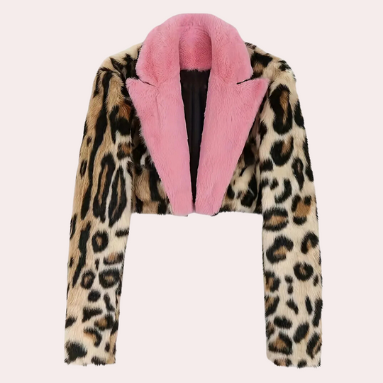 EB | Winter Pelzmantel mit Leopardenmuster für Damen
