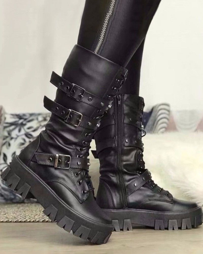 EBMode | Stiefel Mit Reißverschluss Und Schnallen