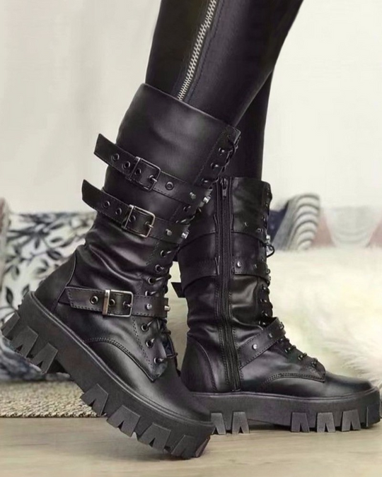 EBMode | Stiefel Mit Reißverschluss Und Schnallen