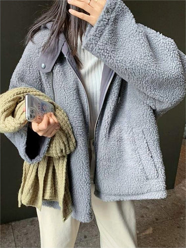 EB | Warme Oversized Damenjacke mit Kapuze - Fleece Parka