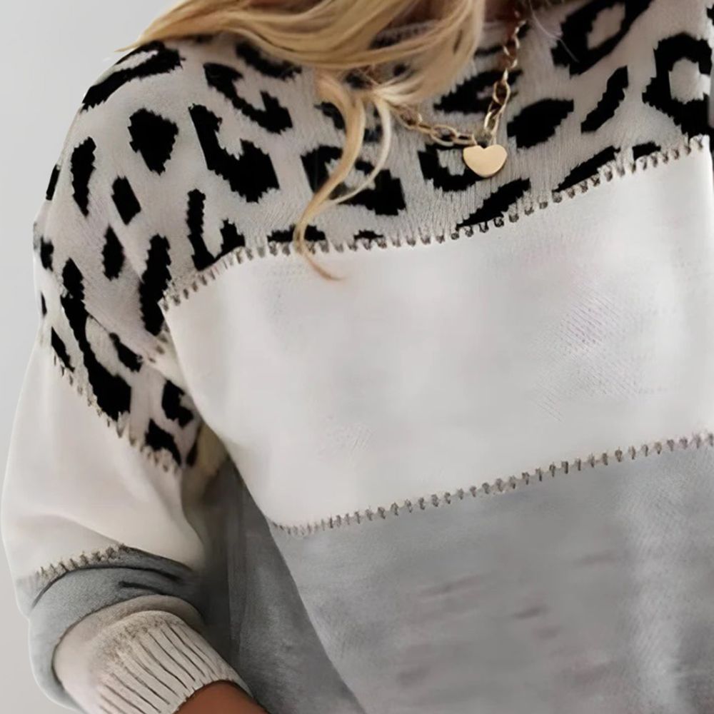 EB | Warmer Pantherdruck Damenpullover